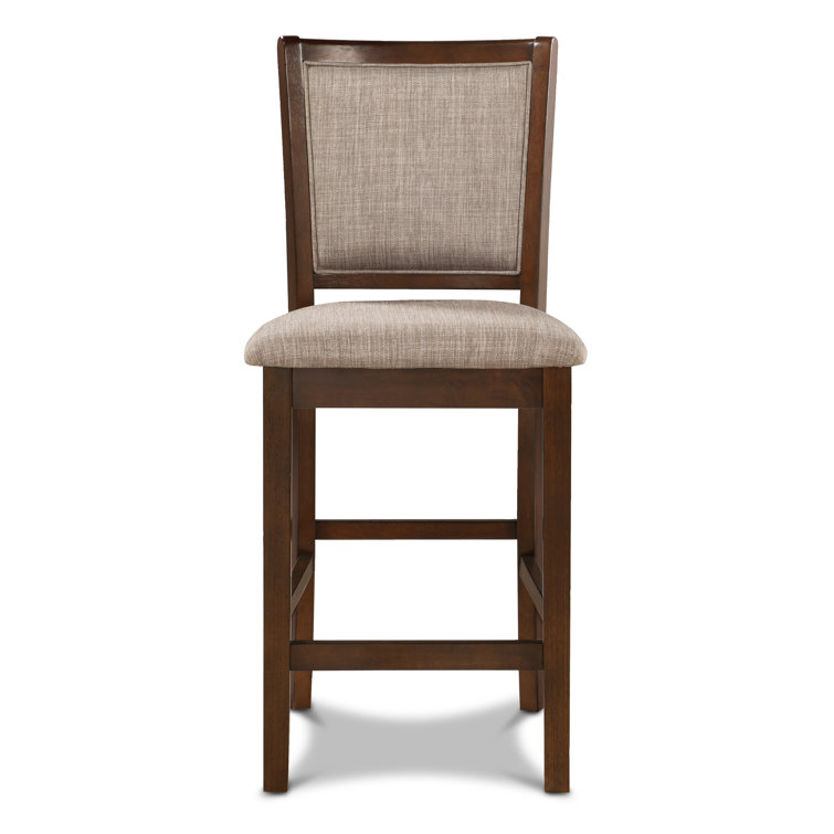 Transitional Cherry Brown 5-Piece Round Bistro Dining Set with Fabric Chairs