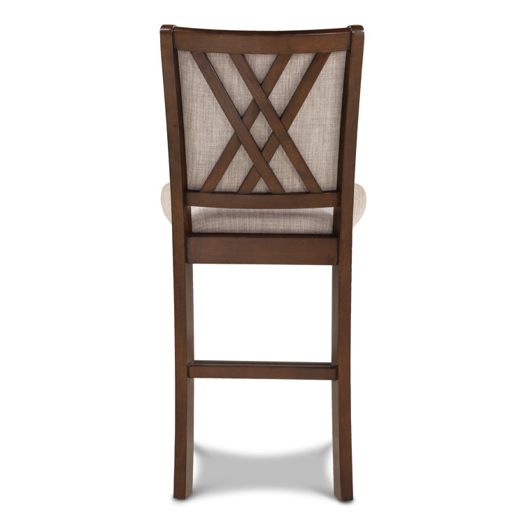 Transitional Cherry Brown 5-Piece Round Bistro Dining Set with Fabric Chairs