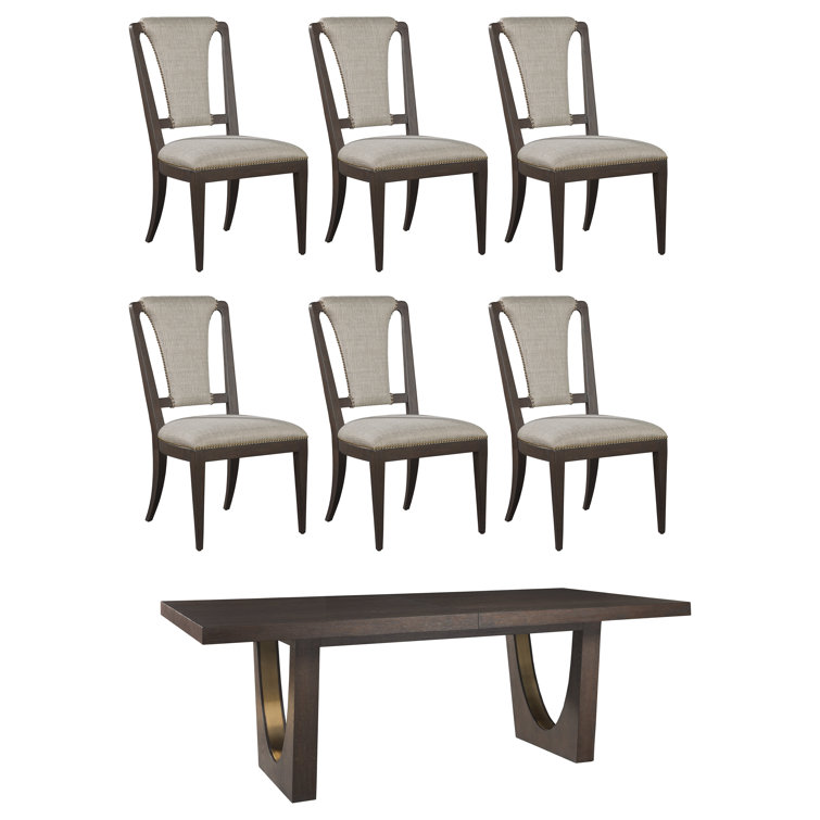 Brown Reclaimed Wood Extendable Dining Table with Brass Base