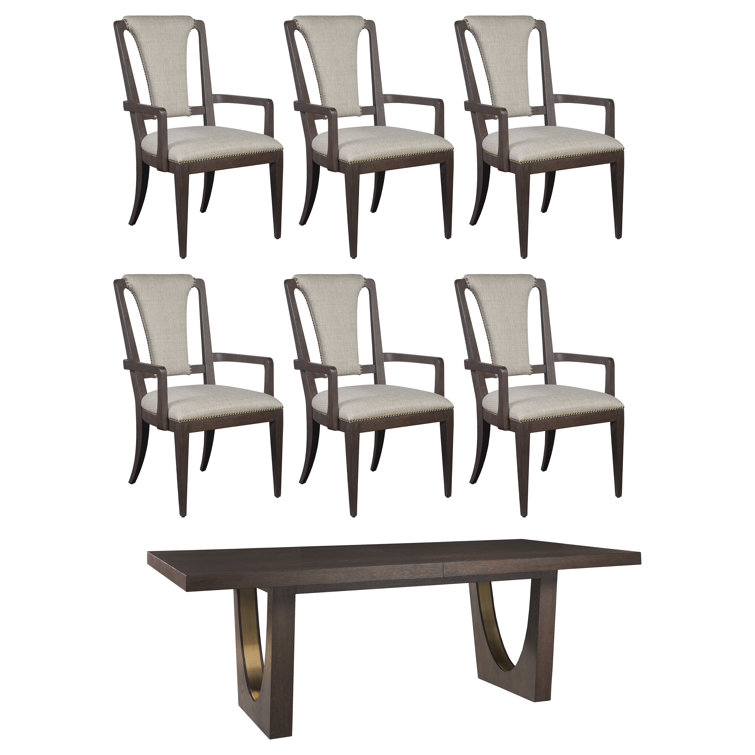 Brown Reclaimed Wood Extendable Dining Table with Brass Base