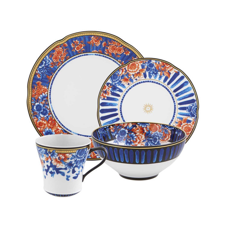 Cannaregio Floral Porcelain 4-Piece Dinnerware Set, Service for 1