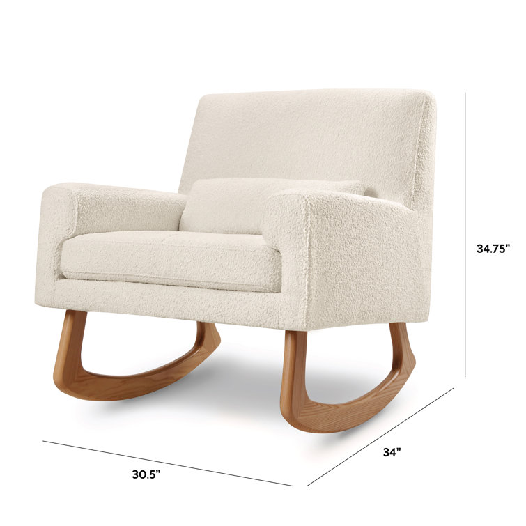 Ivory Boucle Sleepytime Rocker with Smooth Ash Hardwood Legs