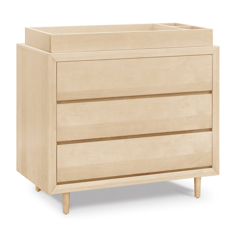Mid-Century Natural Birch 3-Drawer Nursery Dresser with Soft Close