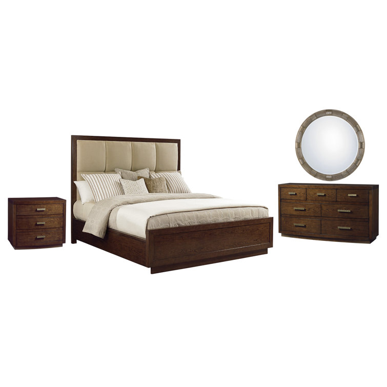 Casa Del Mar Contemporary Queen Upholstered Bed in Mocha Microfiber