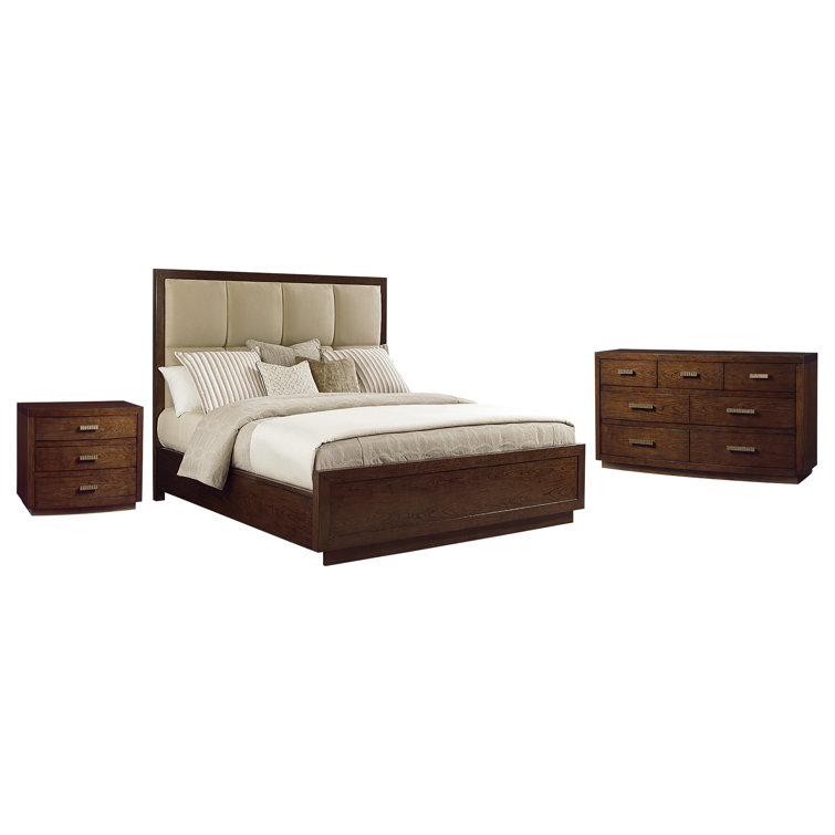 Casa Del Mar Contemporary Queen Upholstered Bed in Mocha Microfiber