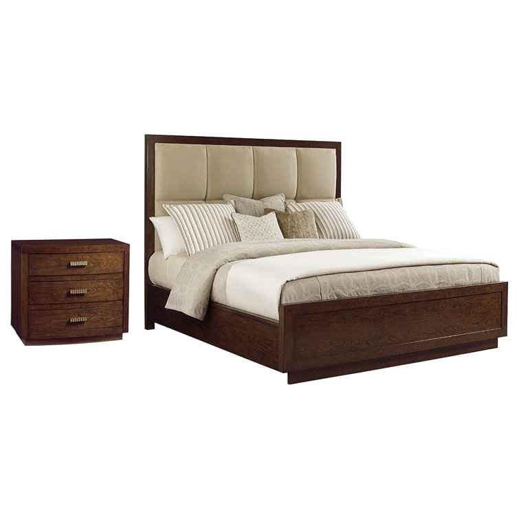 Casa Del Mar Contemporary Queen Upholstered Bed in Mocha Microfiber