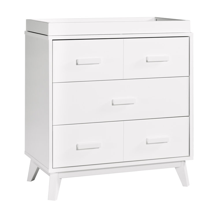 Mid-Century Modern Scoot 3-Drawer Dresser with Removable Changing Tray