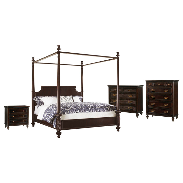 Transitional Brown Upholstered California King Canopy Bed with Storage