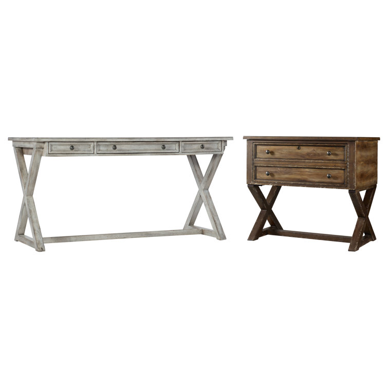 Transitional Gray Solid Wood Corner Home Office Desk with 3 Drawers