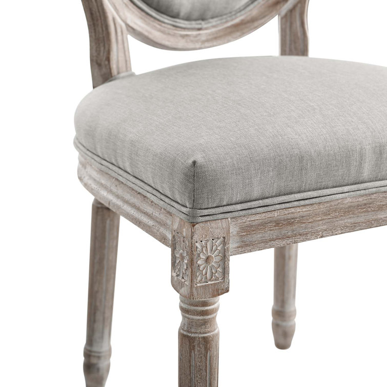 Emanate Fluted Wood Frame Light Gray Upholstered Side Chair