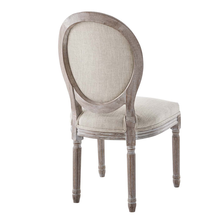 Emanate Vintage French Beige Upholstered Wood Side Chair
