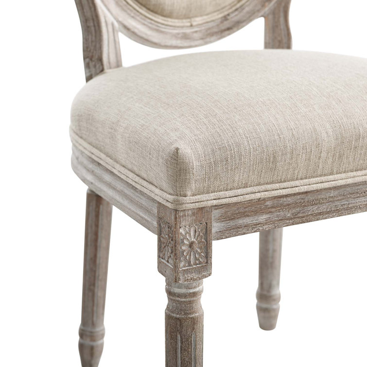 Emanate Vintage French Beige Upholstered Wood Side Chair