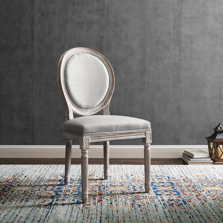 Emanate Fluted Wood Frame Light Gray Upholstered Side Chair