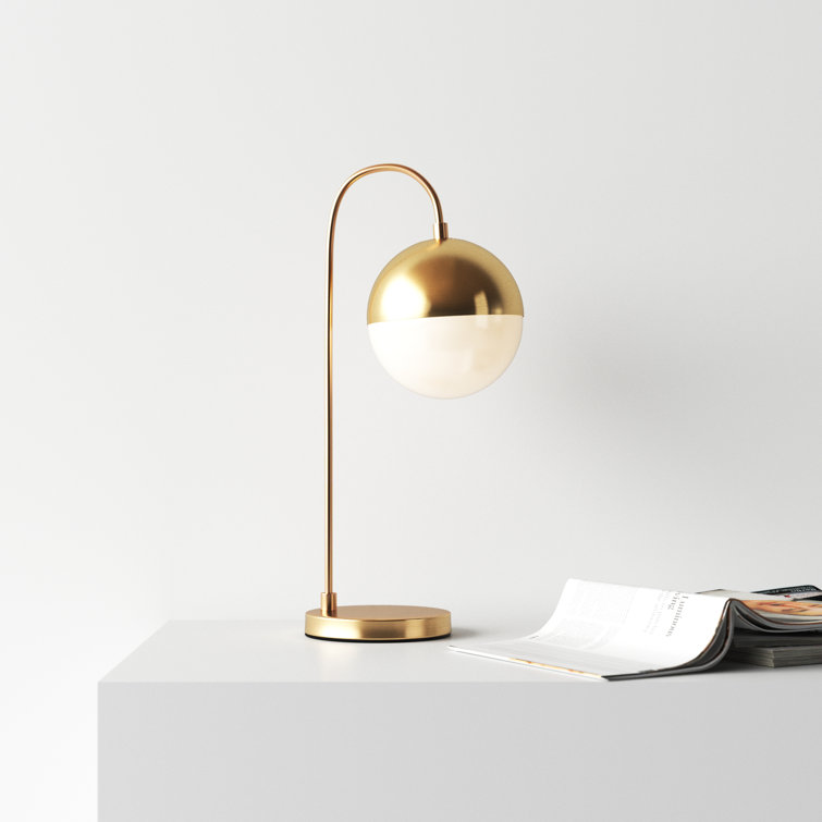 Contemporary Brass Gold 20.5" Desk Lamp with Retro Globe Shade
