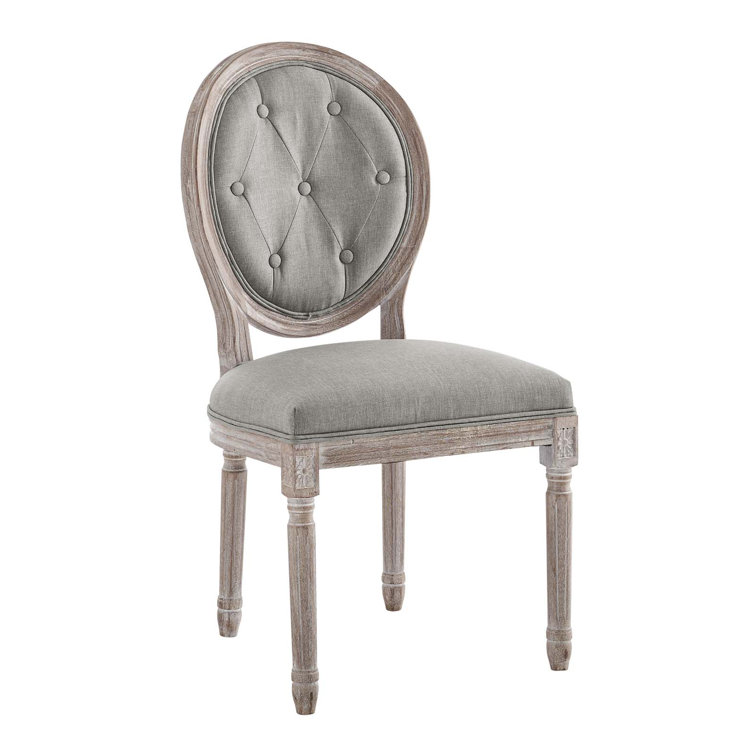Arise Vintage French Upholstered Gray Wood Side Chair