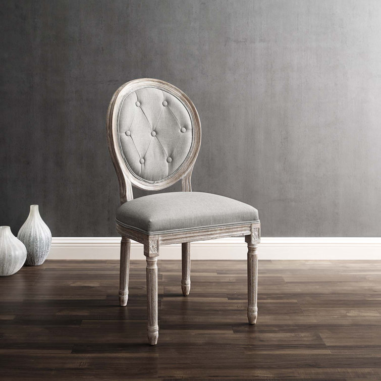Arise Vintage French Upholstered Gray Wood Side Chair