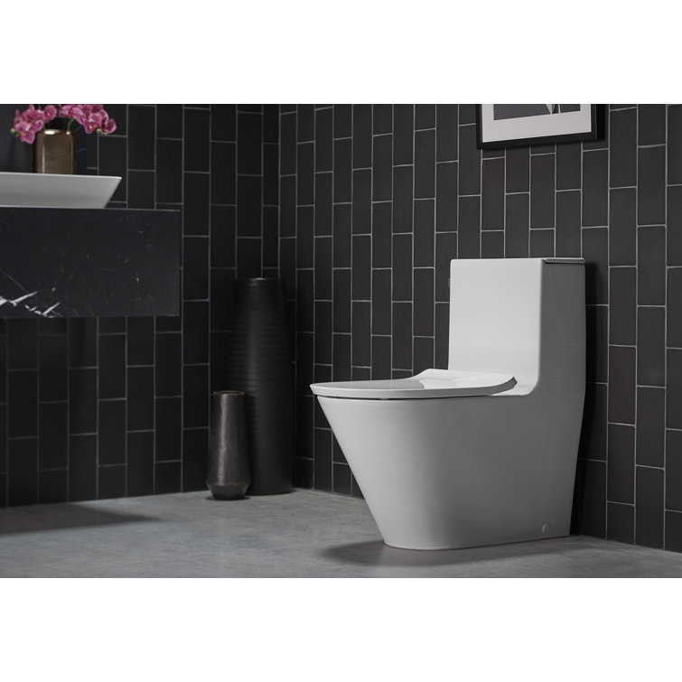 White High Efficiency Dual Flush One-Piece Elongated Toilet