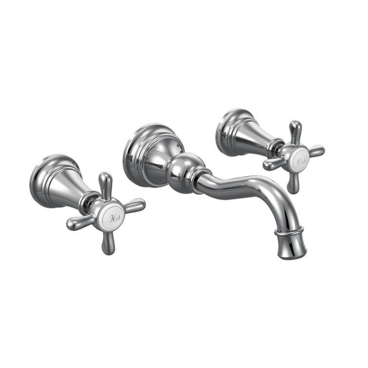 Elegant Polished Nickel 2-Handle Widespread Wall-Mount Bathroom Faucet