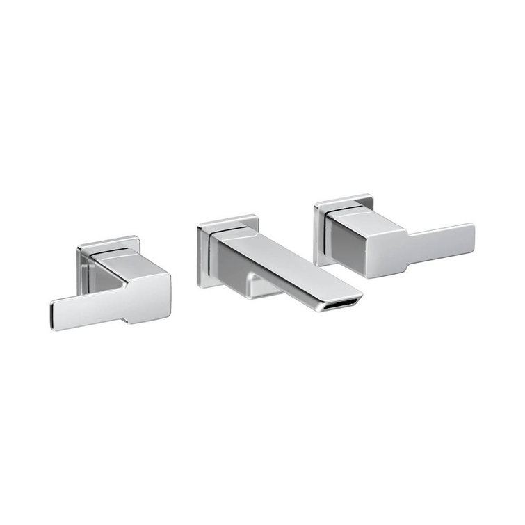 Polished Chrome 2-Handle Wall-Mount Bathroom Faucet