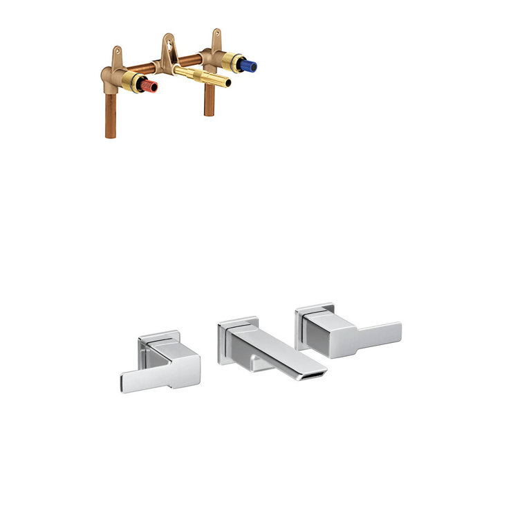 Polished Chrome 2-Handle Wall-Mount Bathroom Faucet