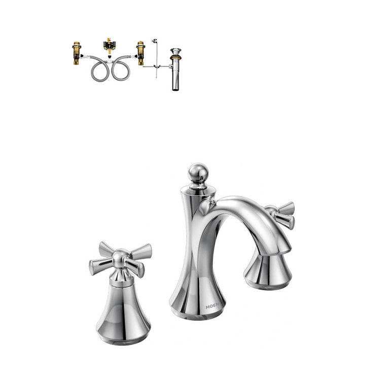 Chrome Modern Widespread Two-Handle Bathroom Faucet