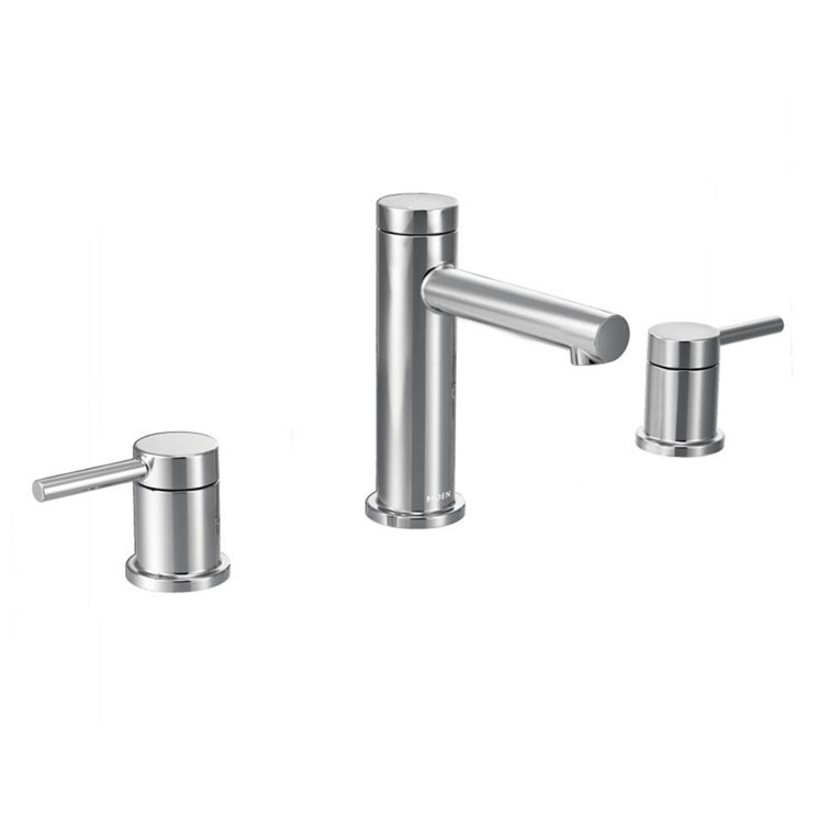Polished Chrome High Arc Widespread Bathroom Faucet with Drain Assembly
