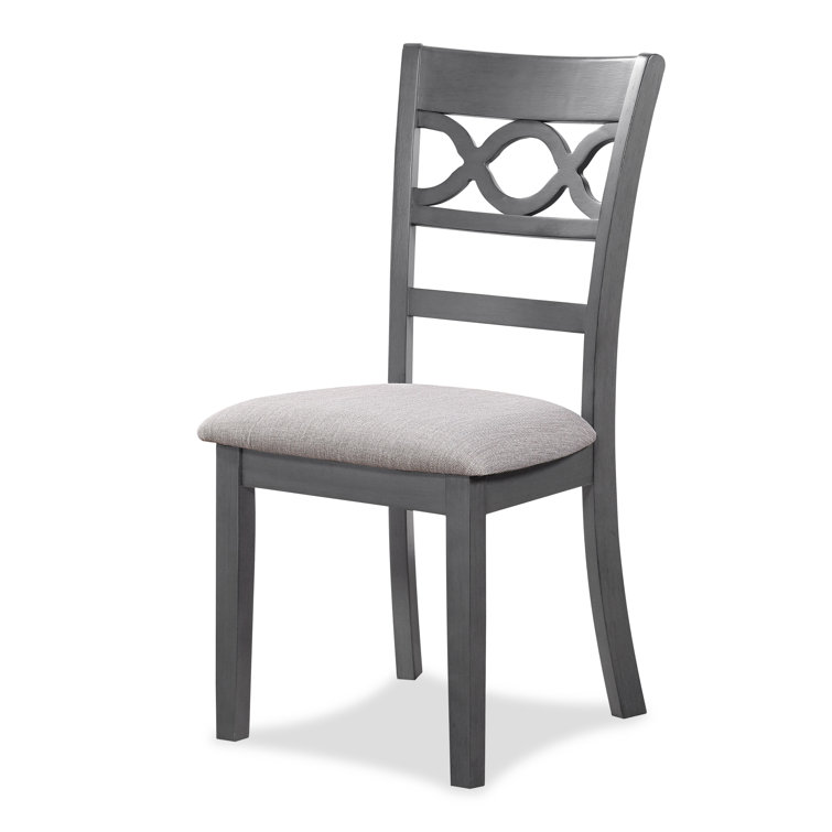 Gray Round Solid Wood Dining Set with Cushioned Chairs