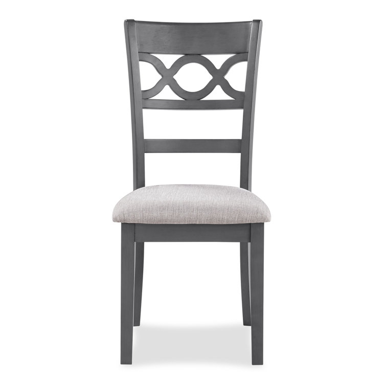 Gray Round Solid Wood Dining Set with Cushioned Chairs