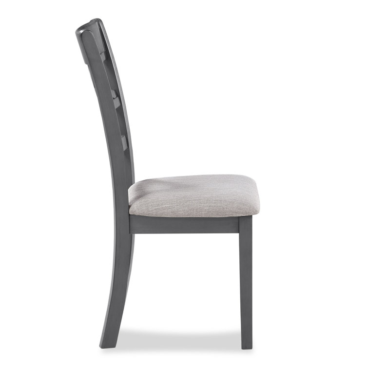 Gray Round Solid Wood Dining Set with Cushioned Chairs