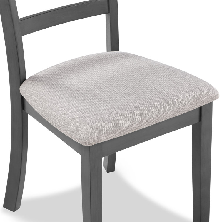 Gray Round Solid Wood Dining Set with Cushioned Chairs