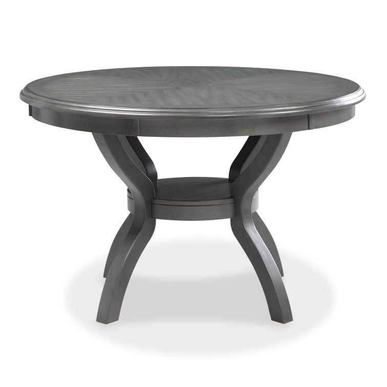 Gray Round Solid Wood Dining Set with Cushioned Chairs