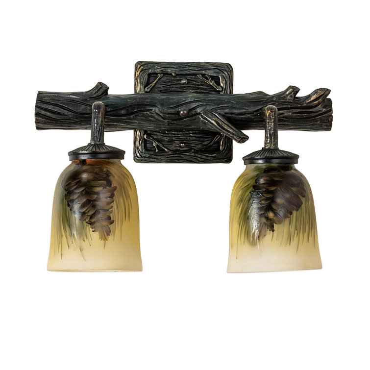Dual-Light Hand-Painted Pinecone Black Sconce