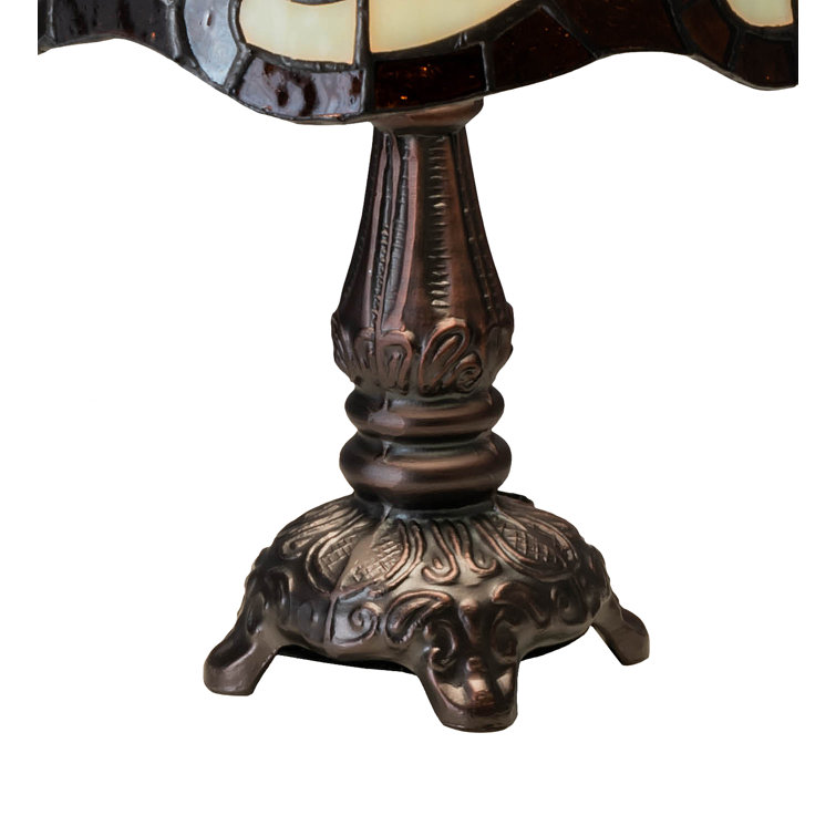 Elegant Victorian Tiffany-Style Stained Glass Table Lamp with Bronze Base