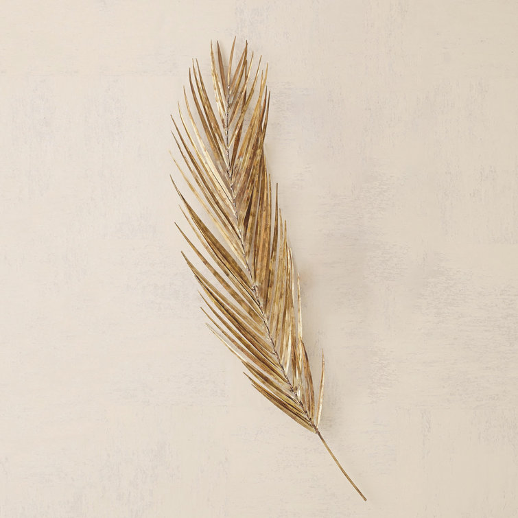 Antique Brass Palm Leaf Sculpture, 46" Tall