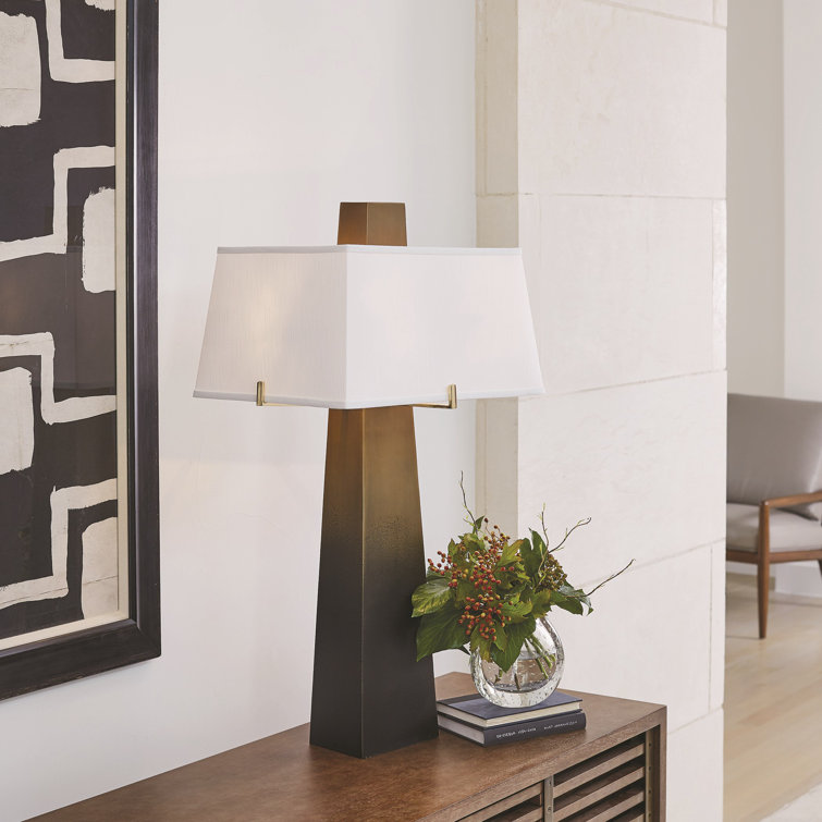 33" Ombre Brass and Faux Silk Table Lamp