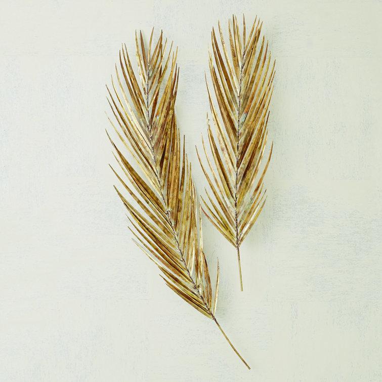Antique Brass Palm Leaf Sculpture, 46" Tall