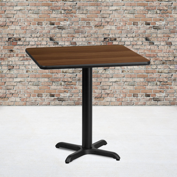 Walnut Laminate Square Dining Table with Black Base