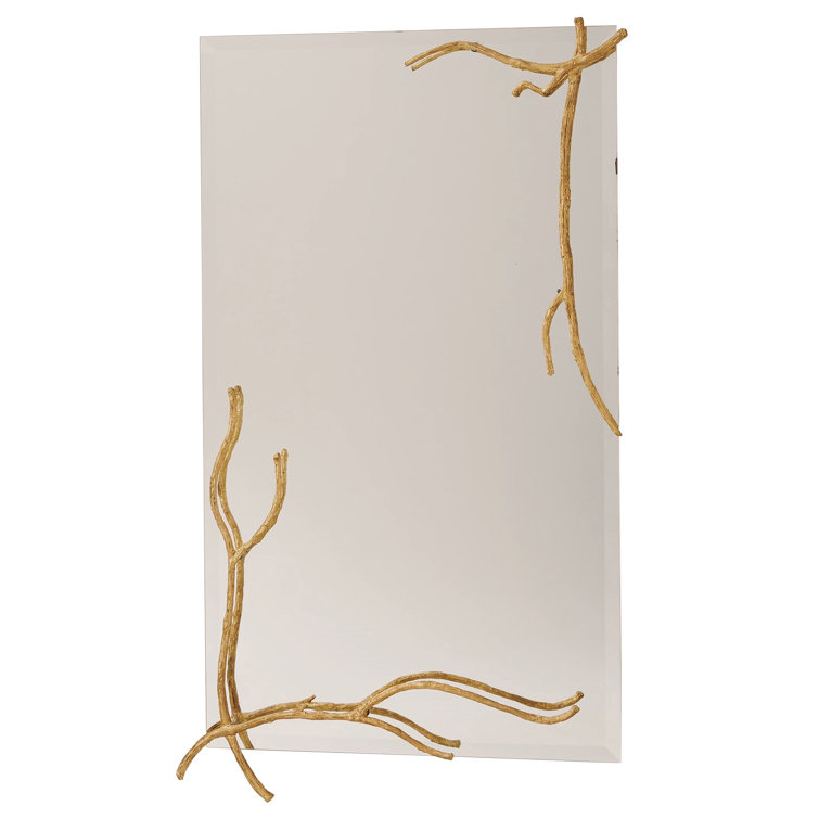 Gold Leaf Twig Cast Rectangular Large Mirror