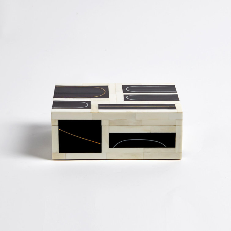 Black and White Geometric Polyresin Decorative Box