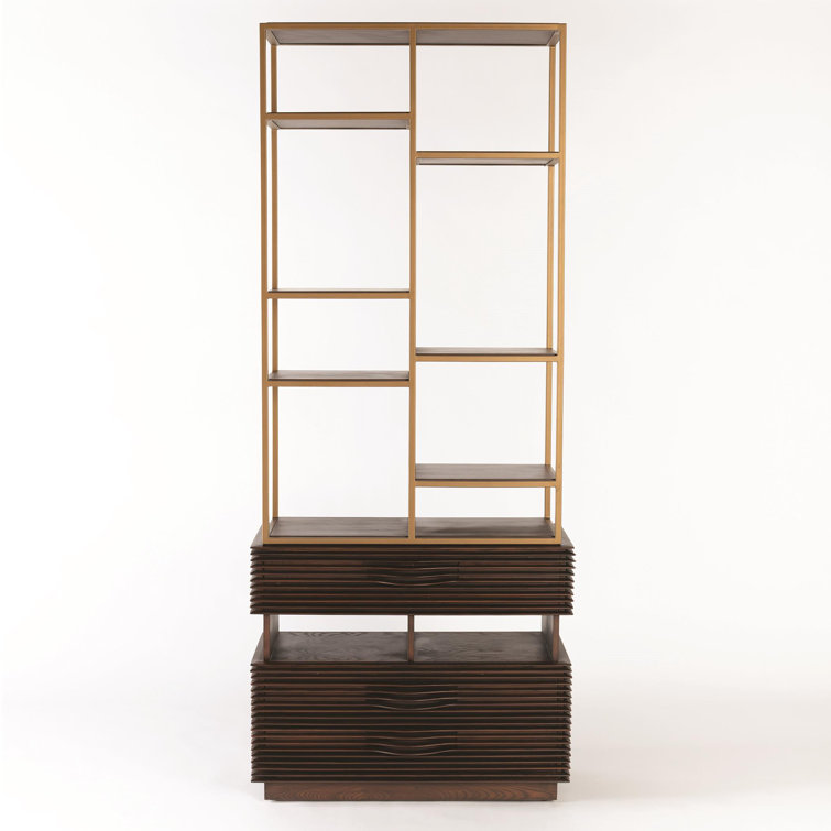 Oslo Etagere Handcrafted Ash Wood and Metal Frame Storage Unit