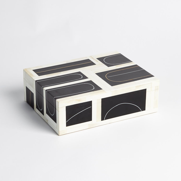 Black and White Geometric Polyresin Decorative Box