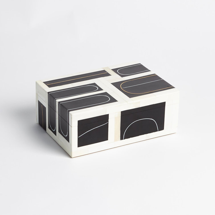 Black and White Geometric Polyresin Decorative Box