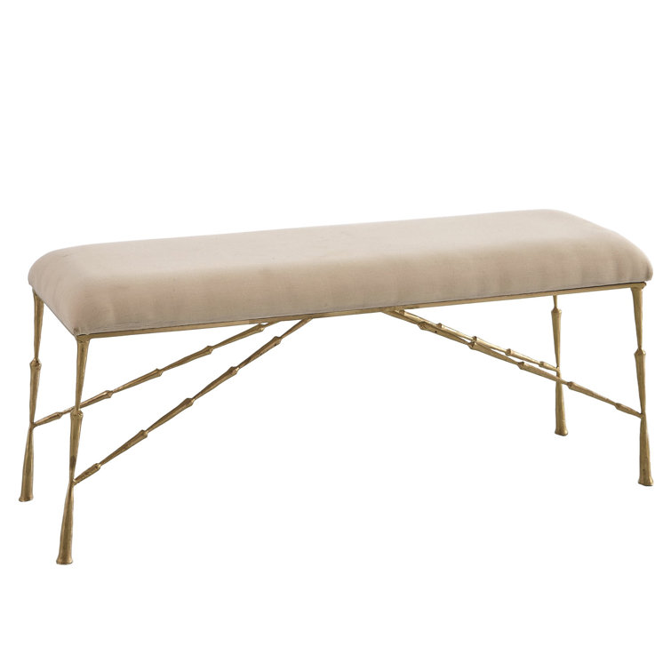 Spike Bench with Muslin Cushion in Antique Brass - Large