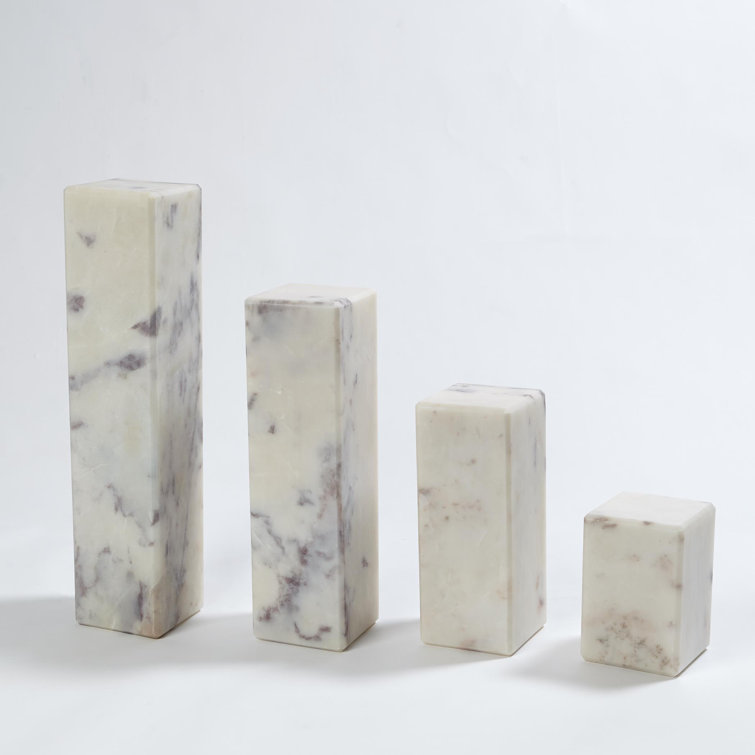 Gray Marble Handmade Pedestal Riser, 14"