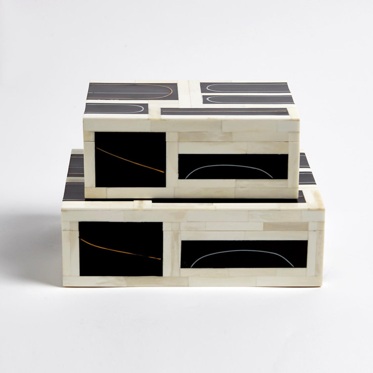 Black and White Geometric Polyresin Decorative Box