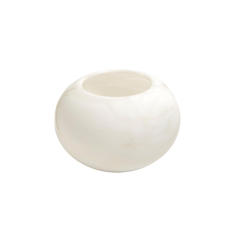 White Alabaster Round Tea Light Holder