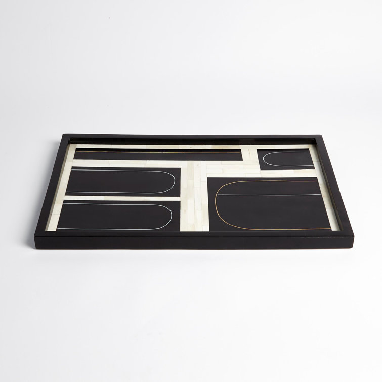 Black and Light Brass Loop Rectangular Tray