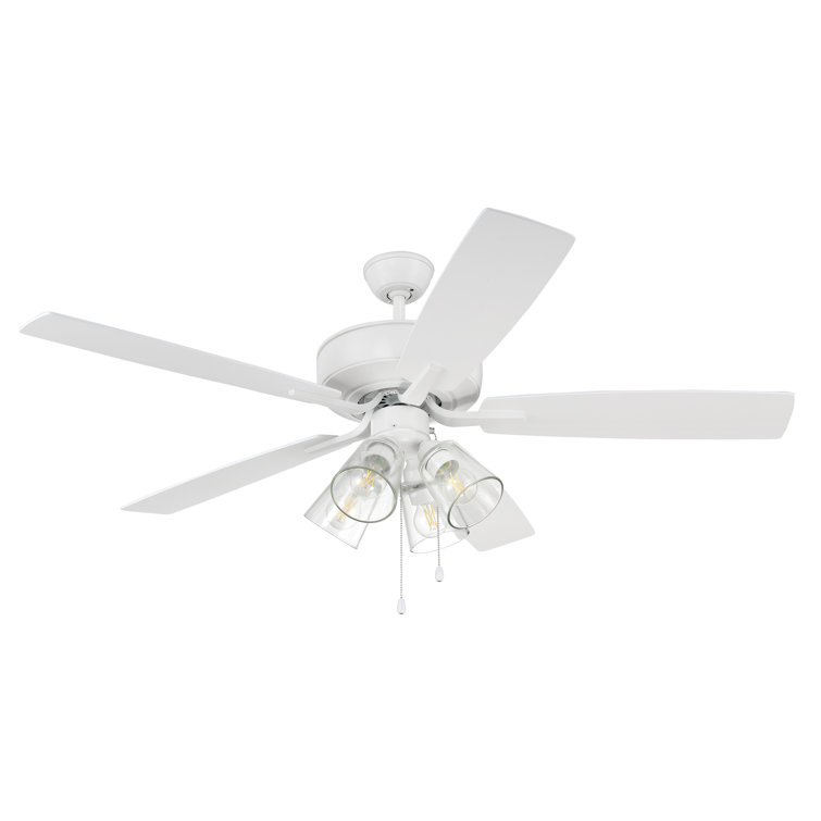 White 52'' Ceiling Fan with LED Light Kit and Reversible Blades