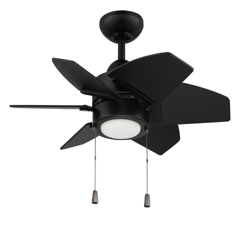 Flat Black 24'' Ceiling Fan with LED Light and 6 Plywood Blades