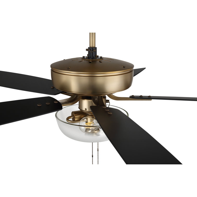 Satin Brass 52'' Ceiling Fan with Black Walnut MDF Blades and LED Light